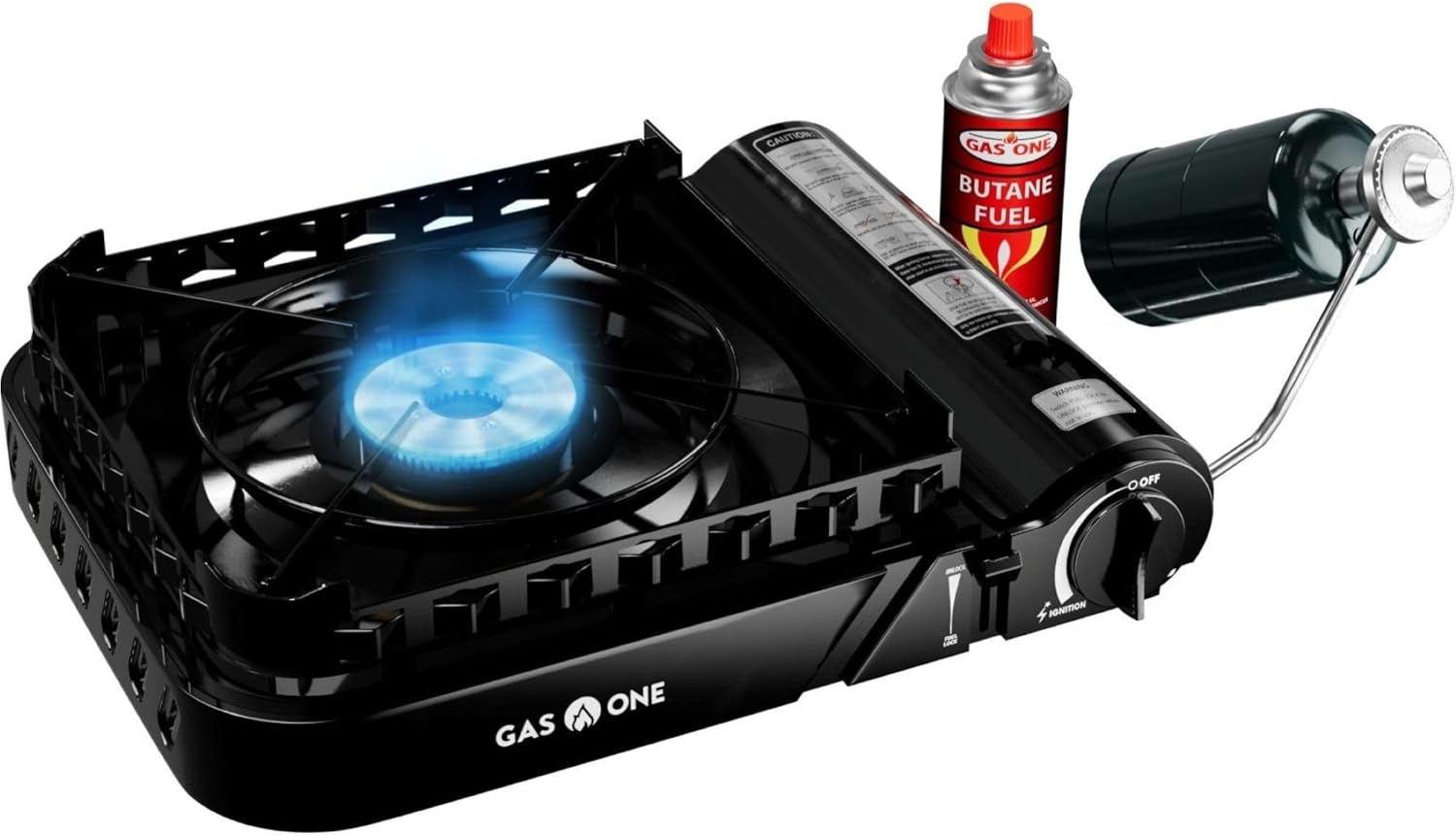GasOne 15,000 BTU Propane or Butane Stove Dual Fuel Stove Portable Camping Stove - Patented - with Carrying Case Great for Emergency Preparedness Kit
