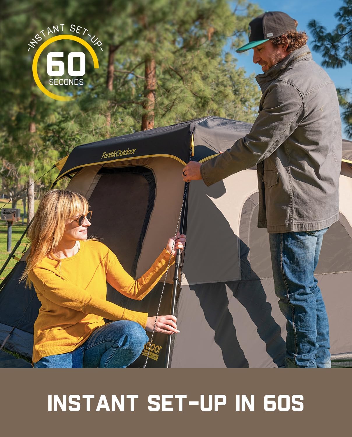 FanttikOutdoor Camping Tent 4/6/8/10 Person Instant Cabin Tent Setup in 60 Seconds with Rainfly & Windproof Portable with Carry Bag for Family Camping & Hiking - Image 3
