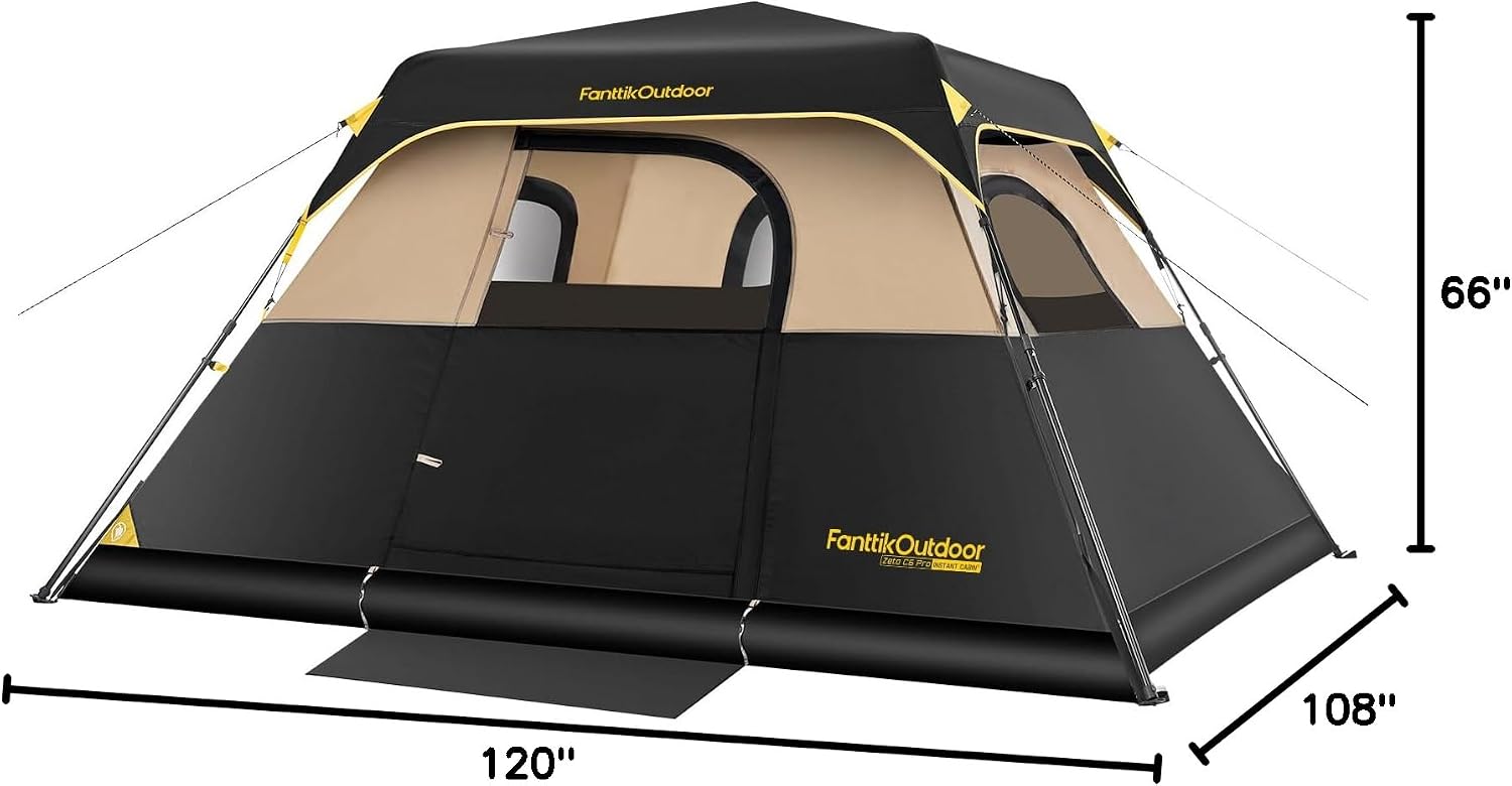 FanttikOutdoor Camping Tent 4/6/8/10 Person Instant Cabin Tent Setup in 60 Seconds with Rainfly & Windproof Portable with Carry Bag for Family Camping & Hiking - Image 9