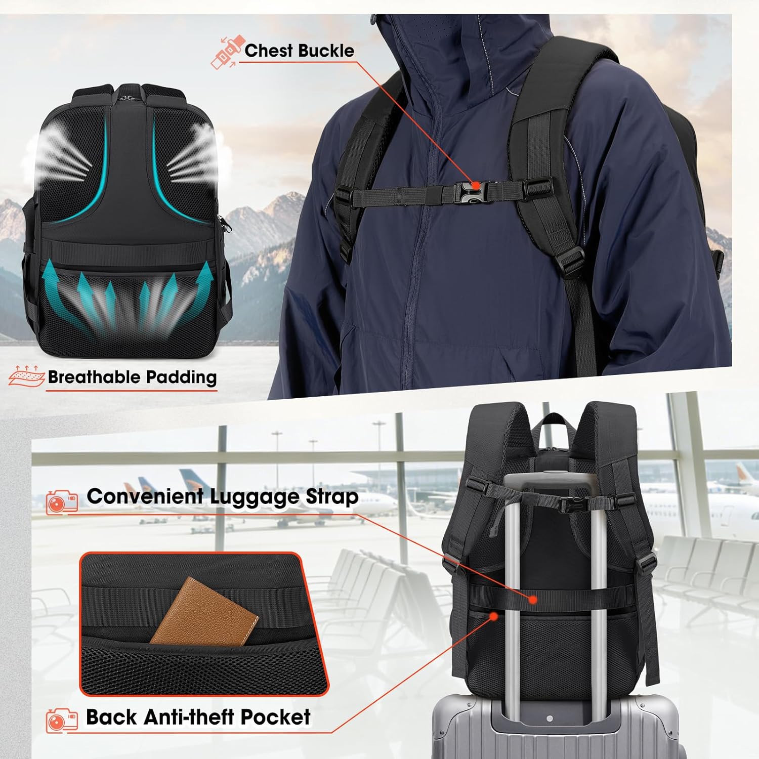 RAINSMORE Camera Bag Backpack for DSLR/SLR/Mirrorless Camera Bags for Photographers 15.6 Inch Waterproof Tactical Photography Case with Rain Cover & Tripod Holder, Black - Image 8