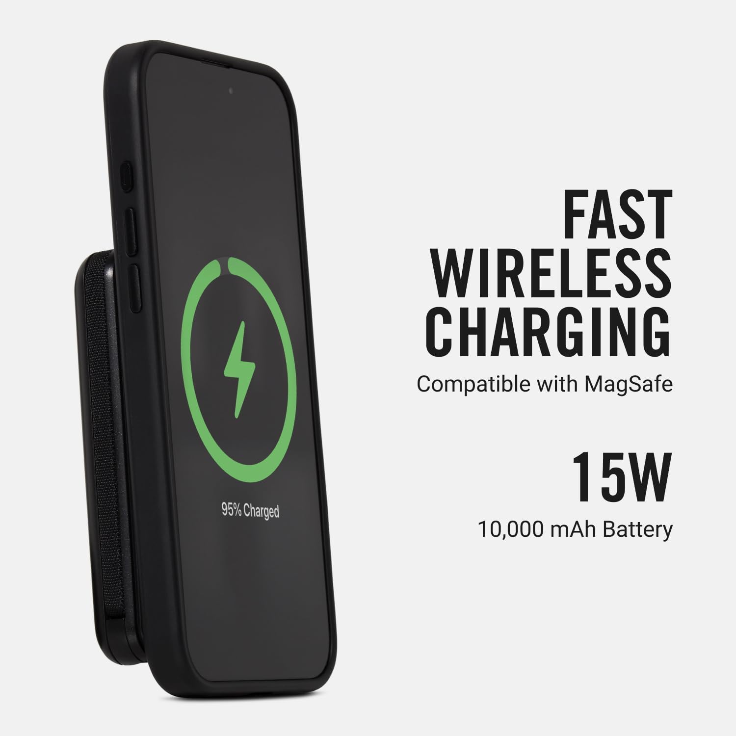 Ridge Magnetic Power Bank Battery Pack 10,000mAh - Fast Charging, Compatible with MagSafe - Portable Charger Powerbank - with Built in Cables, Wireless Charging & Magnetic Attachment (Matte Black) - Image 2