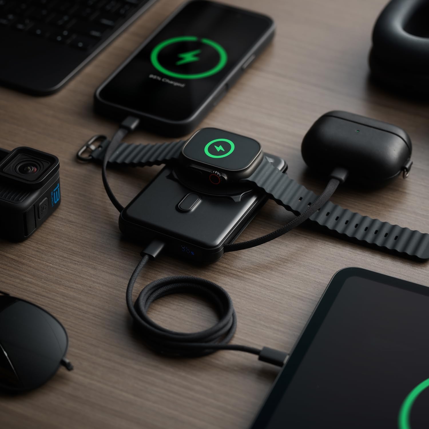 Ridge Magnetic Power Bank Battery Pack 10,000mAh - Fast Charging, Compatible with MagSafe - Portable Charger Powerbank - with Built in Cables, Wireless Charging & Magnetic Attachment (Matte Black) - Image 9