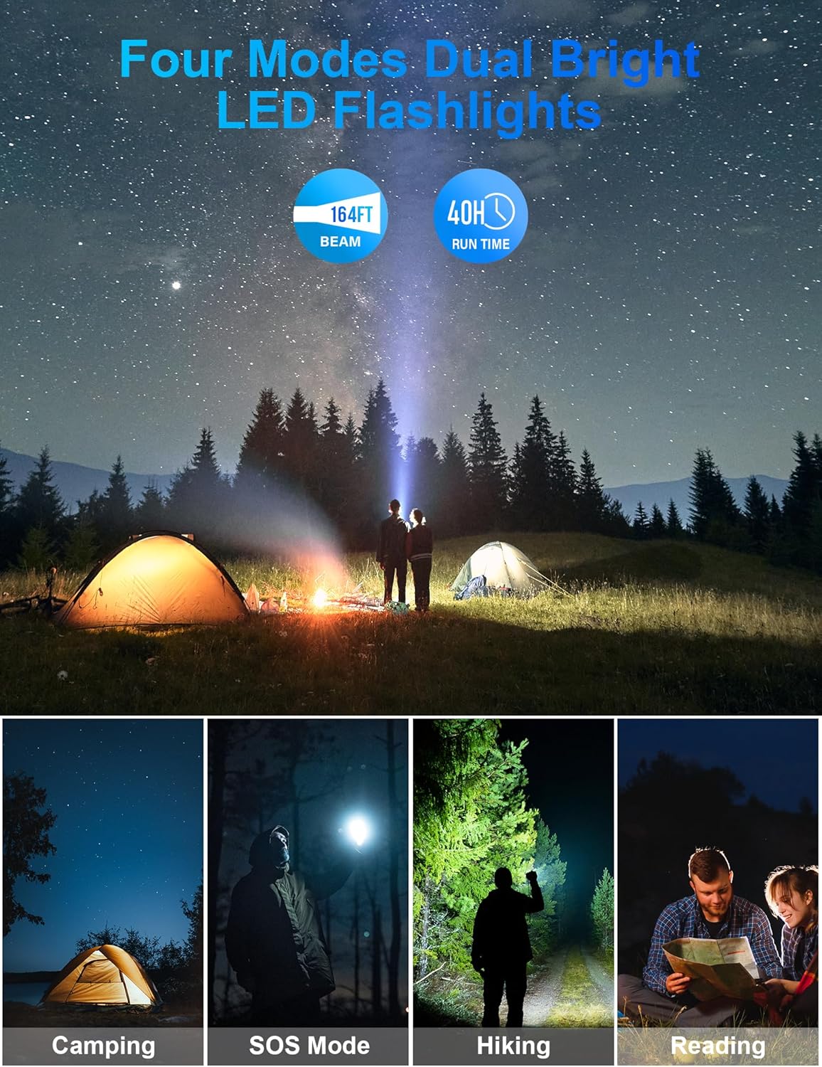 MINRISE Solar Charger Power Bank, 40000mAh Portable Charger PD 20W Fast Charging Solar Power Bank Built in 4 Cables and USB-C in/Output, Camping Essentials External Battery Pack with Flashlights - Image 6